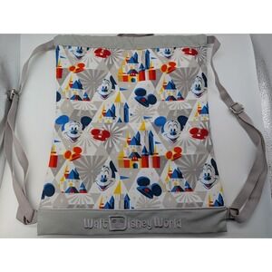 Walt Disney World Mickey Mouse Geometric Cinderella Castle Blue Drawstring Bag